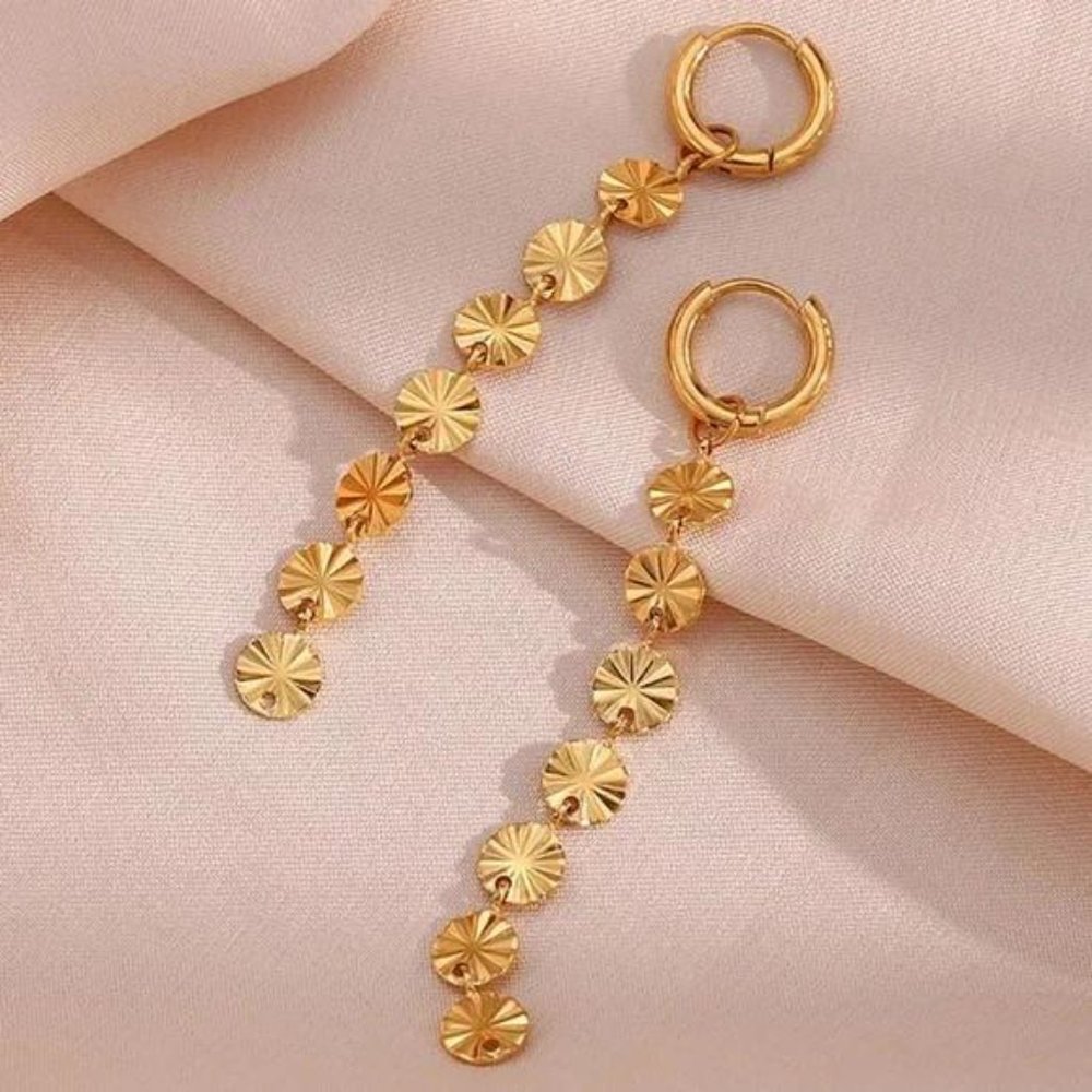 NEW TASSEL CHAIN 18K GOLD DANGLE DROP EARRINGS, NICE EARRINGS, CUTE EARRINGS - Picture 2 of 6